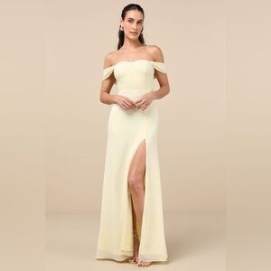 LULU’S MAGICAL MAGNESIUM OFF THE SHOULDER MAXI DRESS